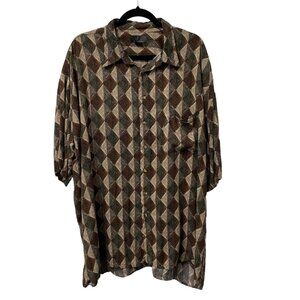 J FERRAR MENS BUTTON UP SHIRT MENS XXL TALL GEOMETRIC ARTSY ABSTRACT LIGHTWEIGHT